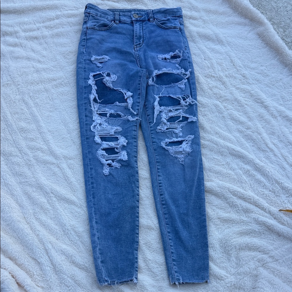American Eagle Outfitters Ripped Blue Skinny Jeans